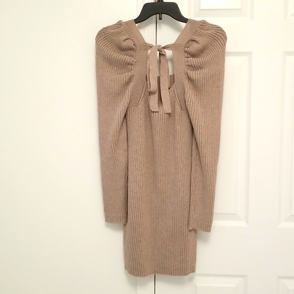 South Moon Under - Promesa Square Neck Rib Long Sleeve Dress, Bow Detail, NWT! - Picture 3 of 7